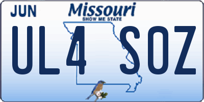 MO license plate UL4S0Z
