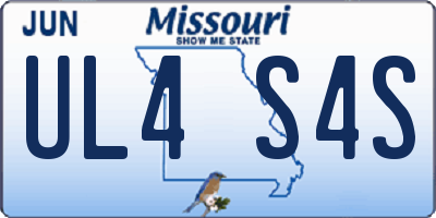 MO license plate UL4S4S