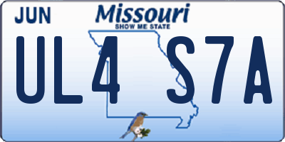 MO license plate UL4S7A