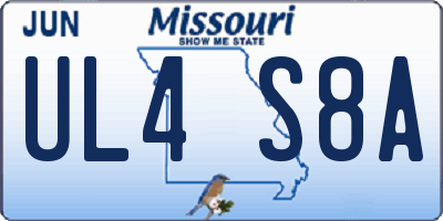 MO license plate UL4S8A
