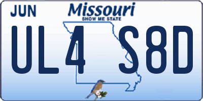 MO license plate UL4S8D