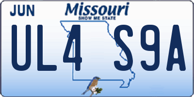 MO license plate UL4S9A