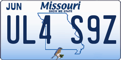 MO license plate UL4S9Z