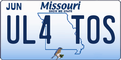 MO license plate UL4T0S