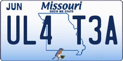 MO license plate UL4T3A