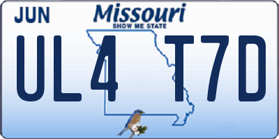 MO license plate UL4T7D