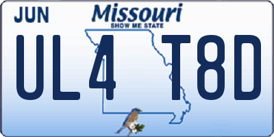 MO license plate UL4T8D