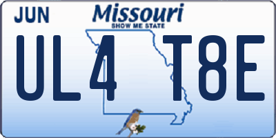 MO license plate UL4T8E