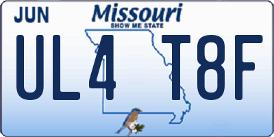 MO license plate UL4T8F