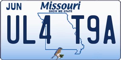 MO license plate UL4T9A
