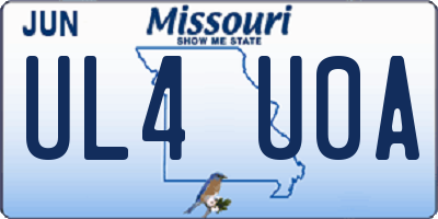 MO license plate UL4U0A