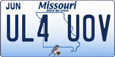 MO license plate UL4U0V