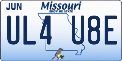 MO license plate UL4U8E