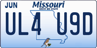 MO license plate UL4U9D