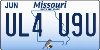 MO license plate UL4U9U