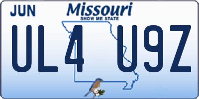 MO license plate UL4U9Z