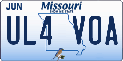 MO license plate UL4V0A