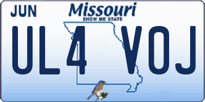 MO license plate UL4V0J
