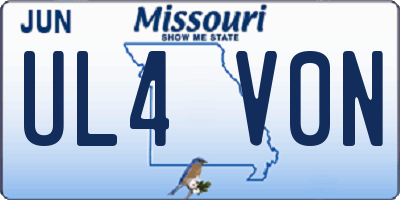 MO license plate UL4V0N