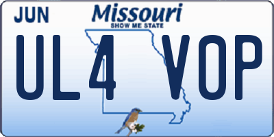 MO license plate UL4V0P