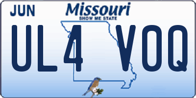 MO license plate UL4V0Q