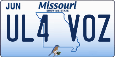 MO license plate UL4V0Z