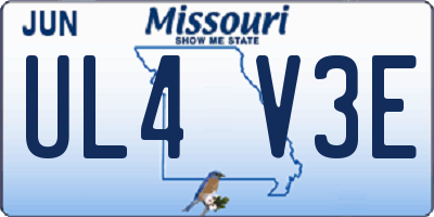MO license plate UL4V3E