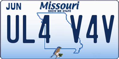 MO license plate UL4V4V