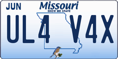 MO license plate UL4V4X