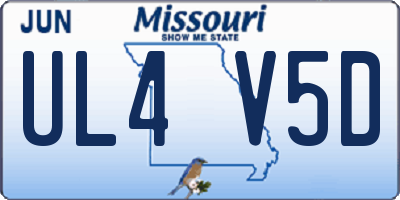 MO license plate UL4V5D