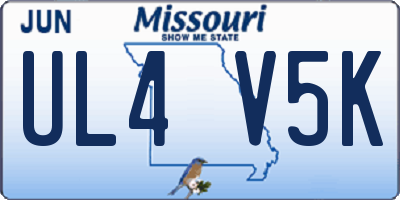 MO license plate UL4V5K