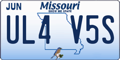 MO license plate UL4V5S