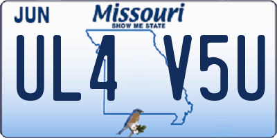 MO license plate UL4V5U