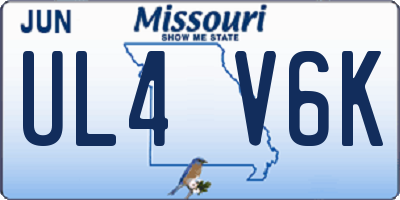 MO license plate UL4V6K