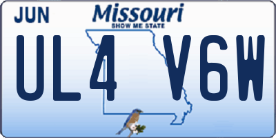 MO license plate UL4V6W