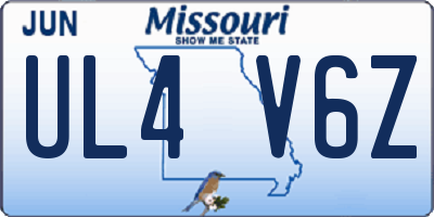 MO license plate UL4V6Z