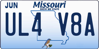 MO license plate UL4V8A