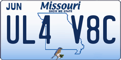 MO license plate UL4V8C