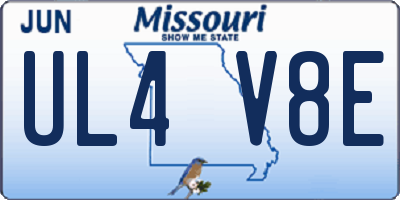 MO license plate UL4V8E