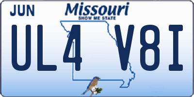 MO license plate UL4V8I