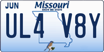 MO license plate UL4V8Y