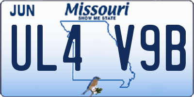 MO license plate UL4V9B