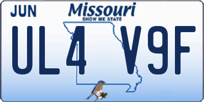 MO license plate UL4V9F