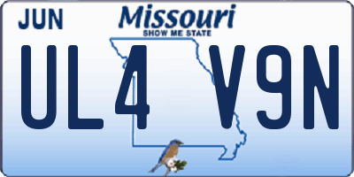 MO license plate UL4V9N