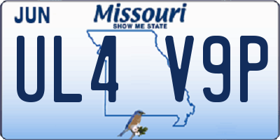 MO license plate UL4V9P