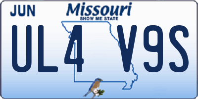 MO license plate UL4V9S