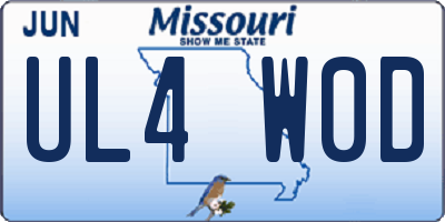 MO license plate UL4W0D