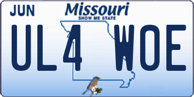 MO license plate UL4W0E