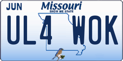 MO license plate UL4W0K