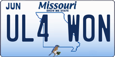 MO license plate UL4W0N